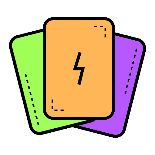 logo showing 3 fanned out cards of different colours.